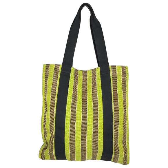 Goodee x Cartiera EFI Bassi Cotton Canvas Shopper Market Tote Green Stripe - Picture 2 of 8